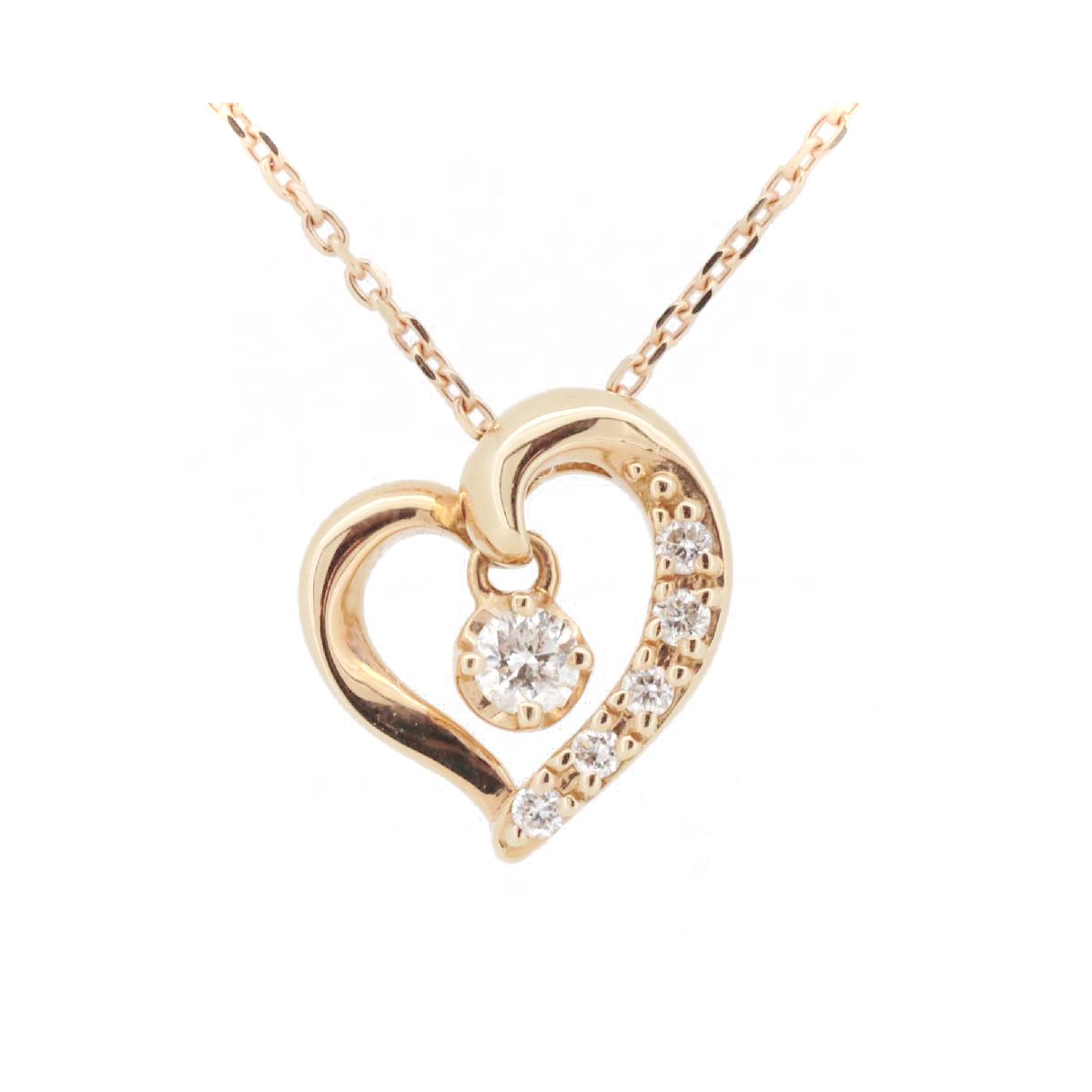 【中古】 ヨンドシー ハートモチーフ ダイヤモンド ネックレス 4℃ K18PG(18金 ピンクゴールド) 質屋出品 【コンビニ受取対応商品】 ジュエリー|質 サイトウ