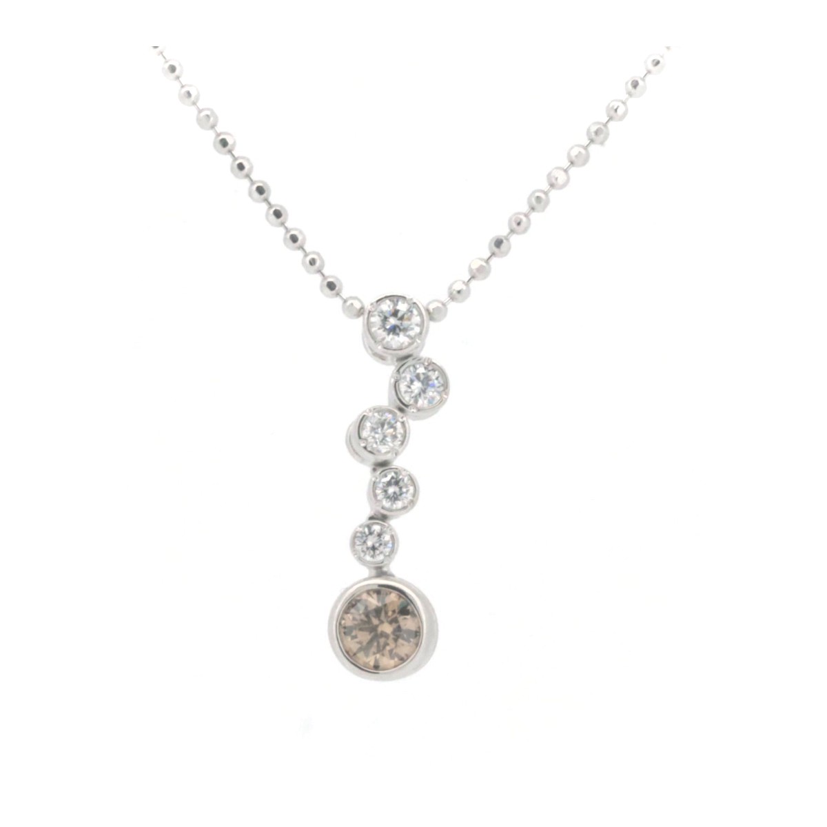 【中古】 カシケイ ベゼル ダイヤモンド ネックレス 0.31ct 0.20ct PT900/PT850(プラチナ) 質屋出品 【コンビニ受取対応商品】 ジュエリー｜質　サイトウ