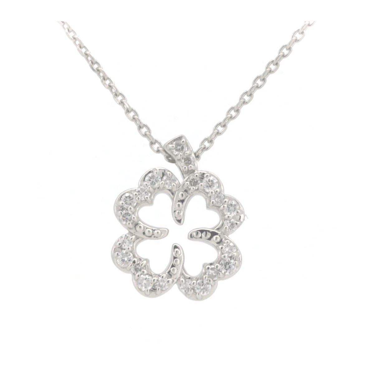 【中古】 ヴァンドーム青山 ダイヤモンド ネックレス クローバー 0.11ct PT850/PT950(プラチナ) 質屋出品 【コンビニ受取対応商品】 ジュエリー 27,885円