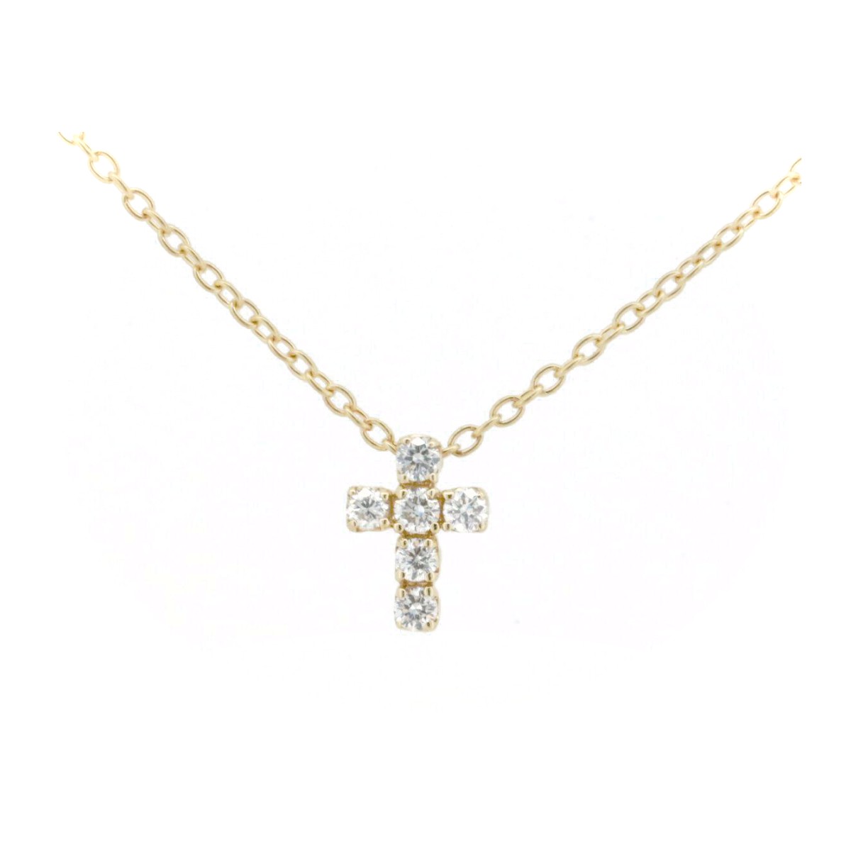 【中古】 ポンテヴェキオ ダイヤモンド クロス ネックレス 0.12ct K18YG(18金 イエローゴールド) 質屋出品 【コンビニ受取対応商品】 ジュエリー 42,900円