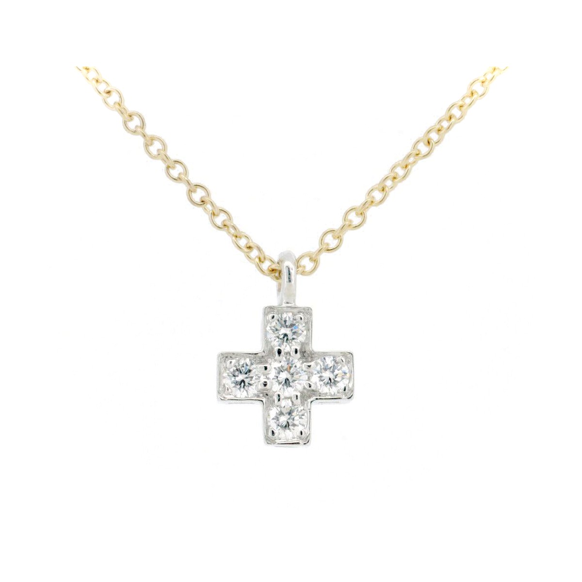 【中古】 ティファニー クルーシーフォーム ダイヤモンド ネックレス K18YG(18金 イエローゴールド)/Pt950(プラチナ) 質屋出品 【コンビニ受取対応商品】 ジュエリー|質 サイトウ
