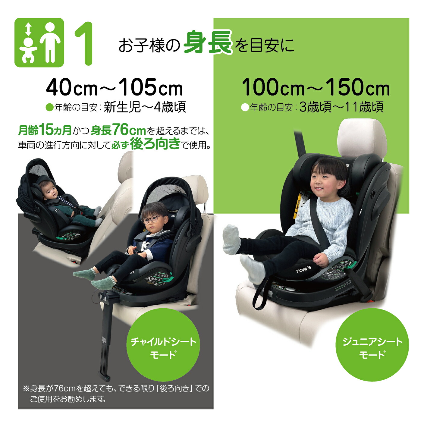 【新品未使用】TOM'S Turn long R129 チャイルドシート TOM'Sターンロング R129[ブラック]新生児 チャイルドシート ジュニア