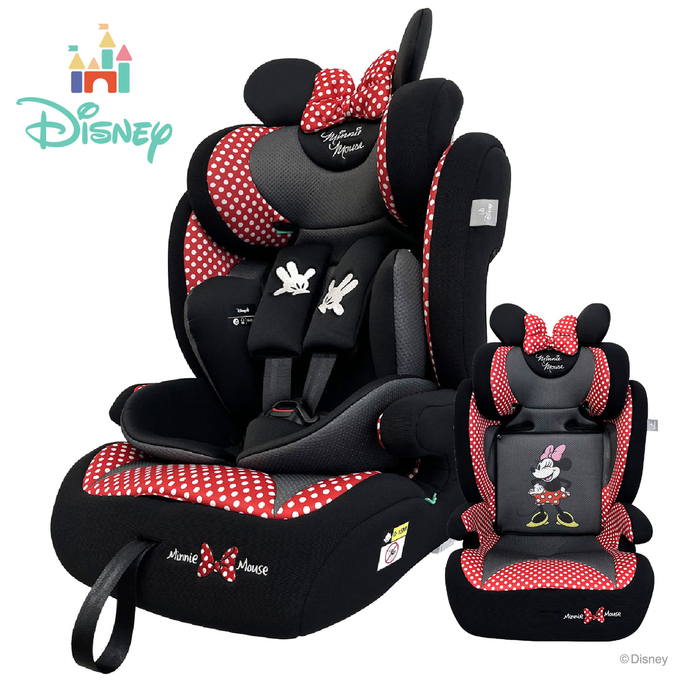 ディズニー ハーネスジュニア FIXネクスト /ミニー(スマイル) DISNEY シーエー産商 ISOFIX 76cm～150cm チャイルドシート ジュニアシート 小学生 孫 プレゼント R129 おでかけ 簡単取付