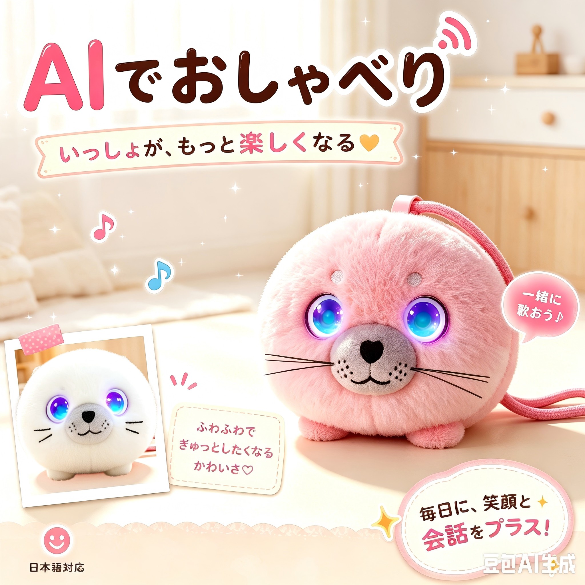 【次世代AIパートナー】AIロボットアシカ ぬいぐるみAIペット 電子ペット しゃべる ぬいぐるみ おもちゃ 知育玩具 英語 学習 癒しグッズ プレゼント 子供 誕生日 クリスマス ChatGPT対応 スマホ連動 手のひらサイズ 次世代AIペット｜853ショップ