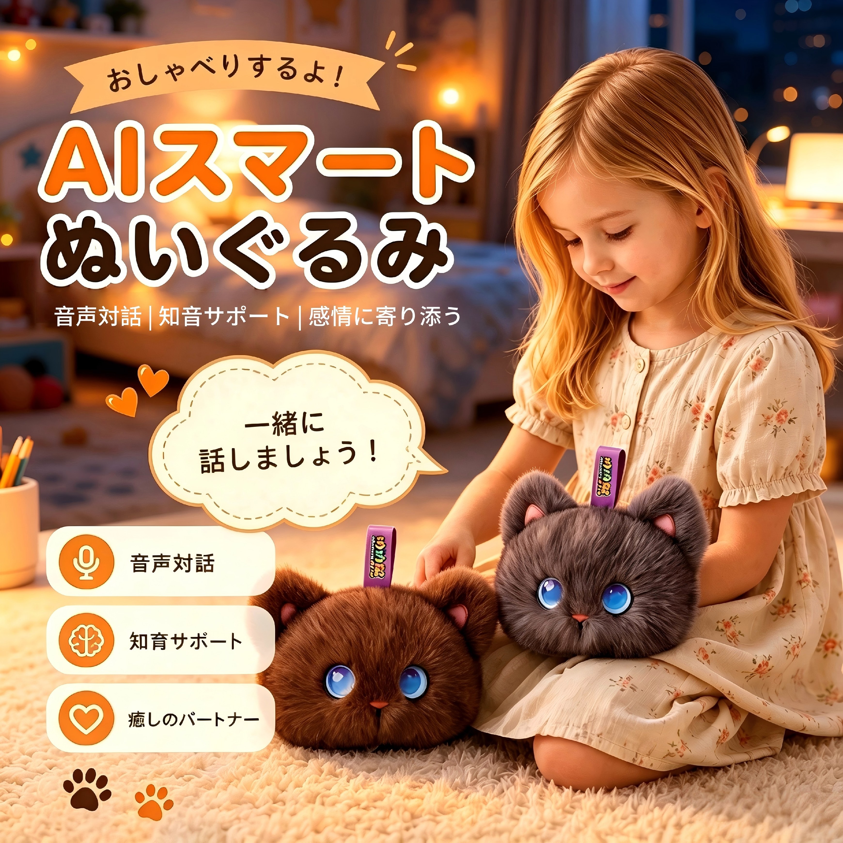 【次世代AIパートナー】AIロボット ぬいぐるみAIペット 電子ペット しゃべる ぬいぐるみ おもちゃ 知育玩具 英語 学習 癒しグッズ プレゼント 子供 誕生日 クリスマス ChatGPT対応 スマホ連動 手のひらサイズ 次世代AIペット｜853ショップ