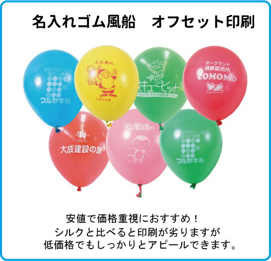 販促イベントオリジナル配布名入れ500個ゴム風船+プラ棒+ハンドポンプセット両面1色オフセット印刷(納期約2週間)