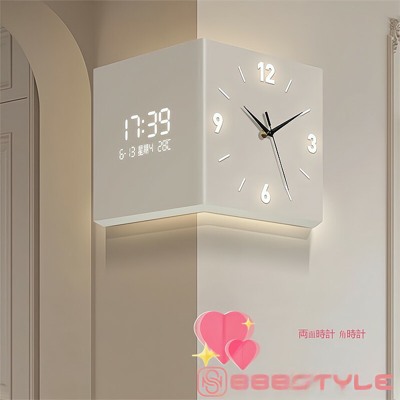 楽天市場】両面時計 角時計 デジタル時計 リビング 壁掛け センサー