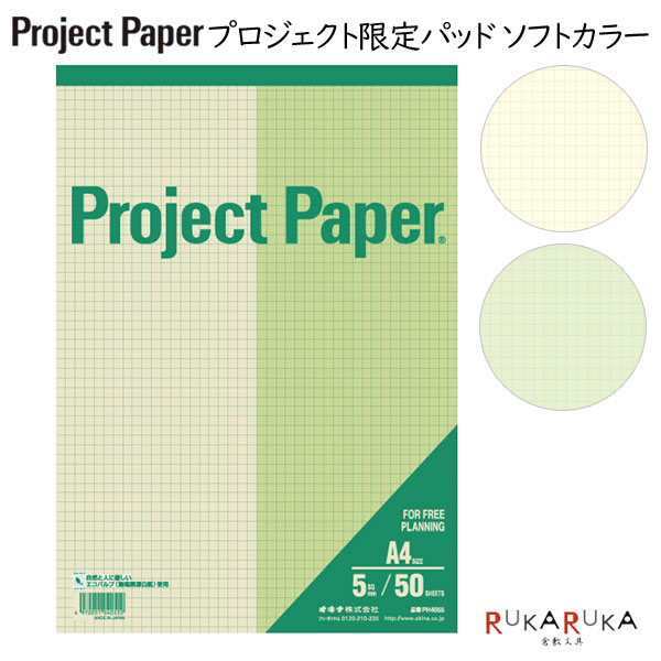 Project Paper プロジェクトペーパー サイズ 5mm方眼 50シート ソフトカラー オキナ 170 Ph4055 M便 1 4 レポート用紙 企画 具体化する ノートパッド 会議 はっきり伝える レポートパッド 考案する 投影する ビジネス