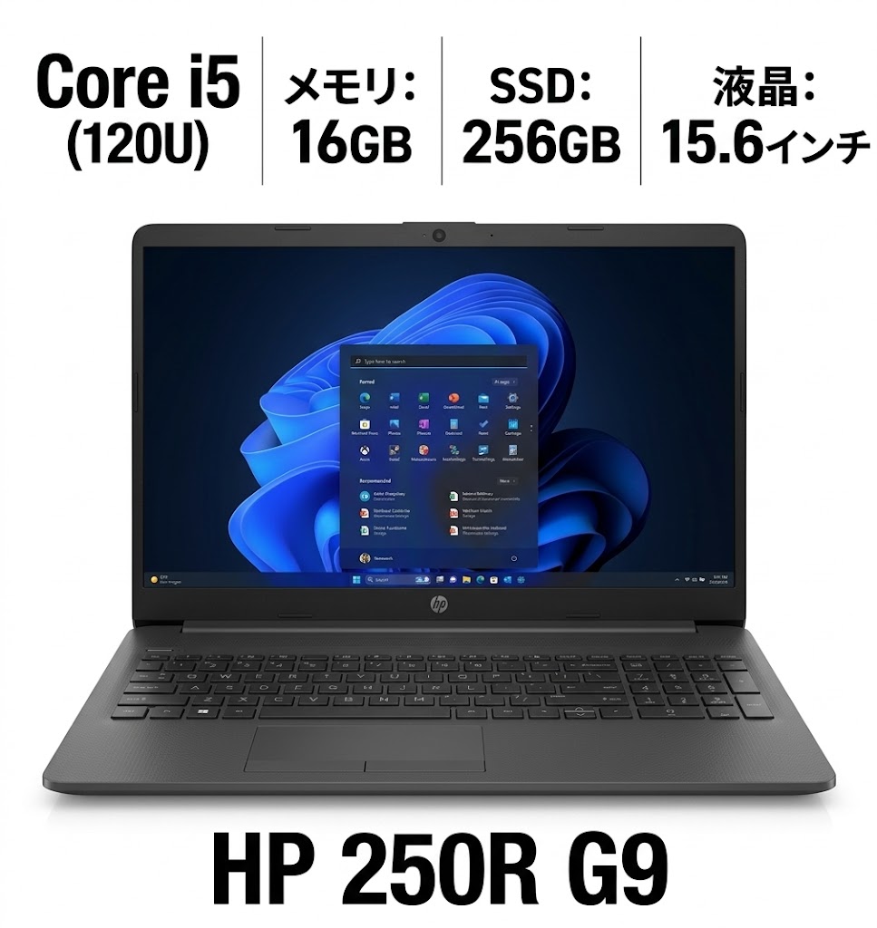 【新品】 HP 250R G9 万覚え帳マイコン Intel Core 5-120U 記憶装置16GB SSD256GB 15.6in FHD Windows11Pro H\u0026B2024