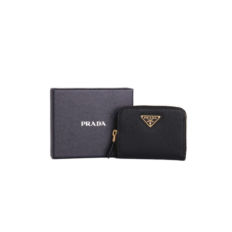 楽天市場】【中古】PRADA 三つ折り財布 ブラック サフィアーノ M510A