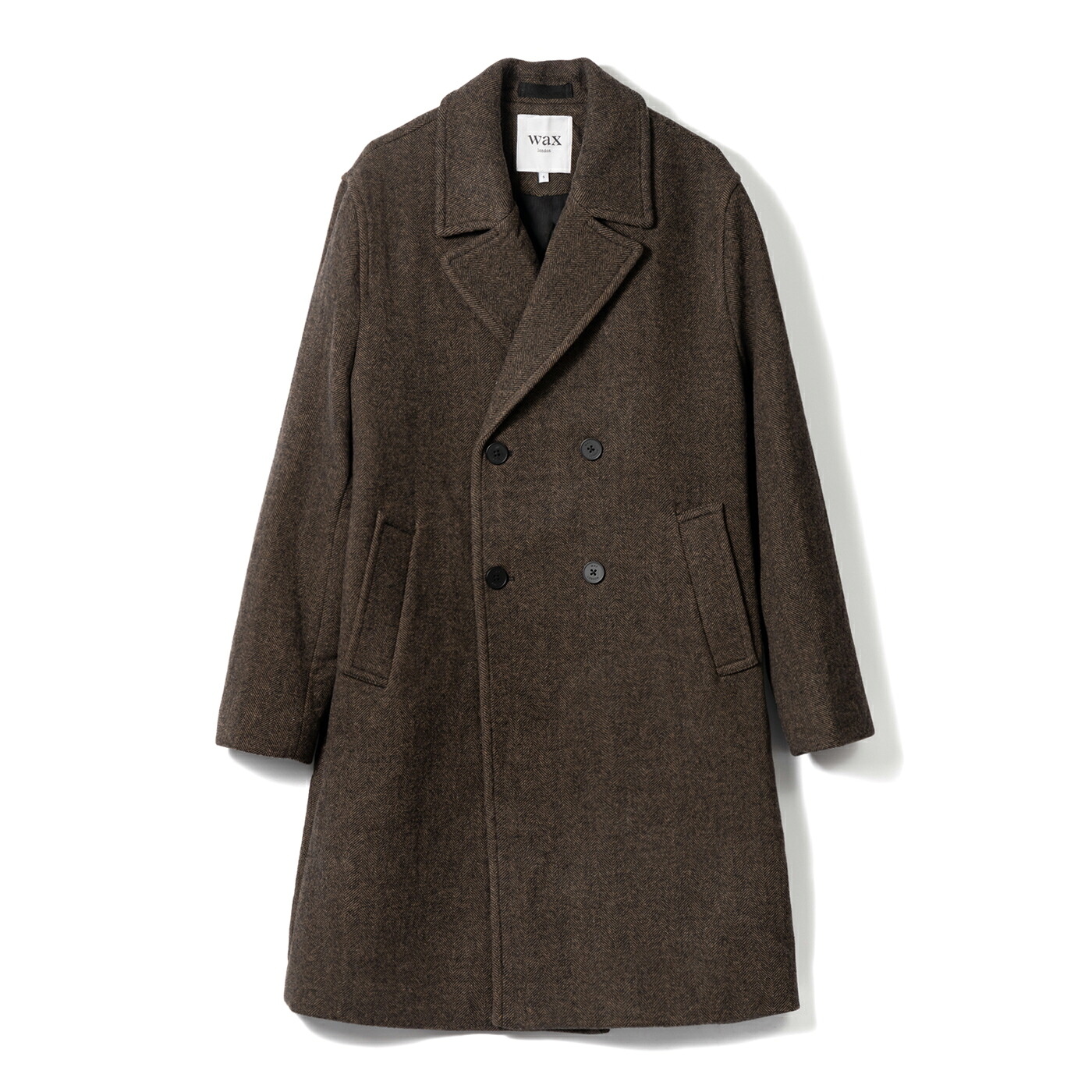 [最大限度10,000円クーポン券\u0026尖んがり5倍 11日まで] WAX LONDON 蝋涙英国の首都 MAGNUS DOUBLE BREASTED OVERCOAT WOOL HERRINGBONE AW25-OUT-MAG-BZU マグナス ダブル前胸部