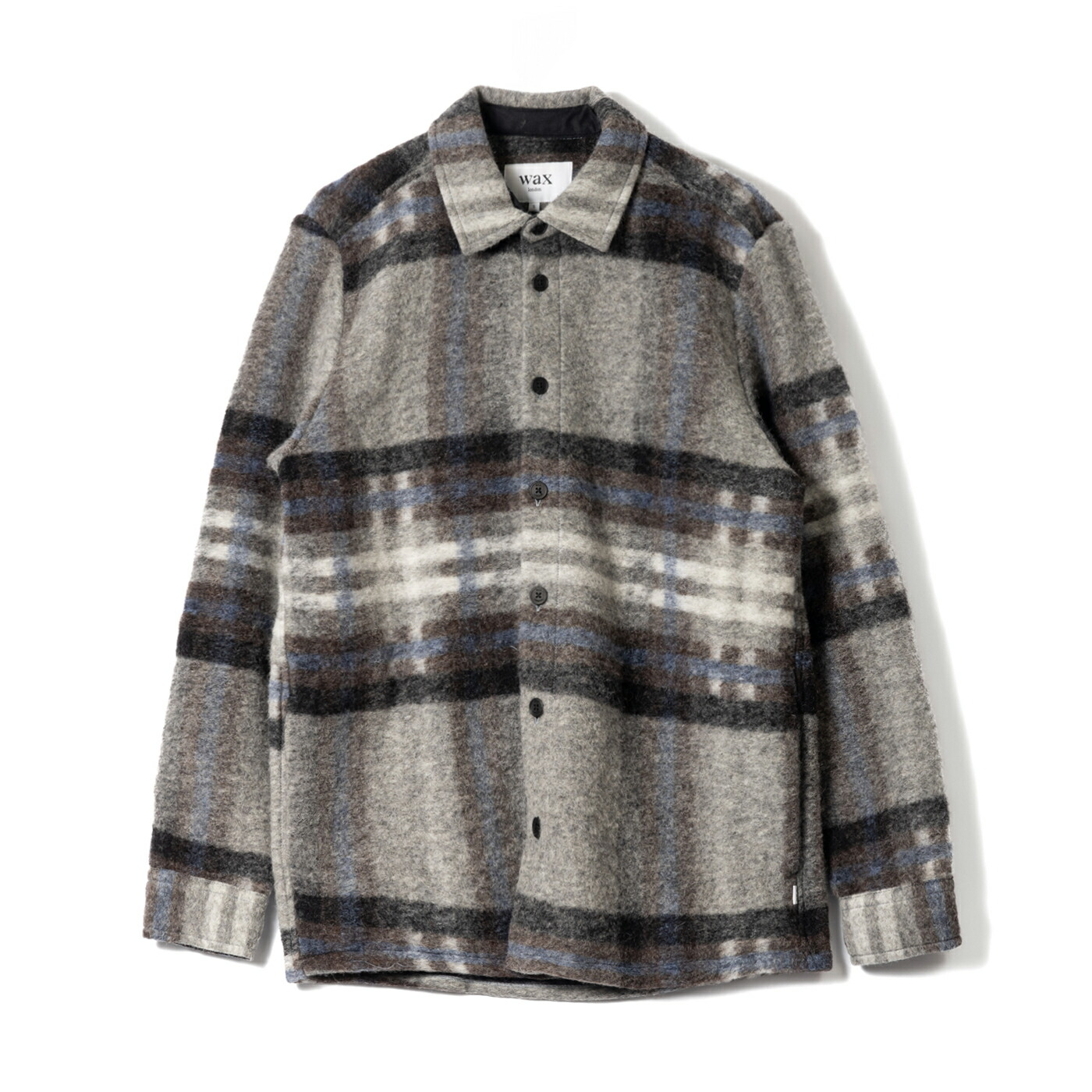 [全品クーポン&ポイント5倍 26日まで] WAX LONDON ワックスロンドン NOLAN OVERSHIRT WOOL CHECK AW25-OSH-NOL-BZF オーバーシャツ ウール ニット チェック メンズ 秋冬 AW25 お｜8icons
