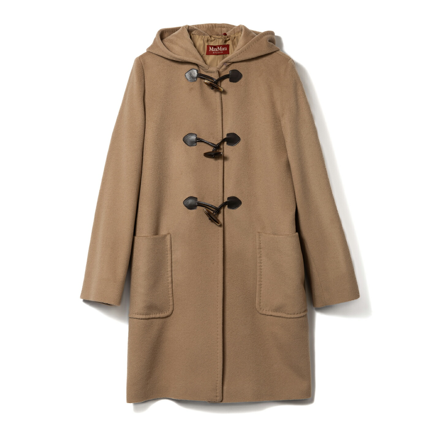 新品タグ付き‼️【マックスマーラ】38ステュディオ　フーテッドコート　キャメル ファビオ] ピュア ウール ダブルフェイス フーデット コート