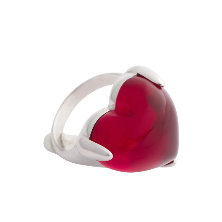 [￥7,500クーポン対象商品] AMI PARIS アミ パリス SINGLE RED HEART RING UJW991.362 レッドハートリング シルバー ユニセックス メンズ レディース シンプル 上品 おしゃれ ブラン｜8icons