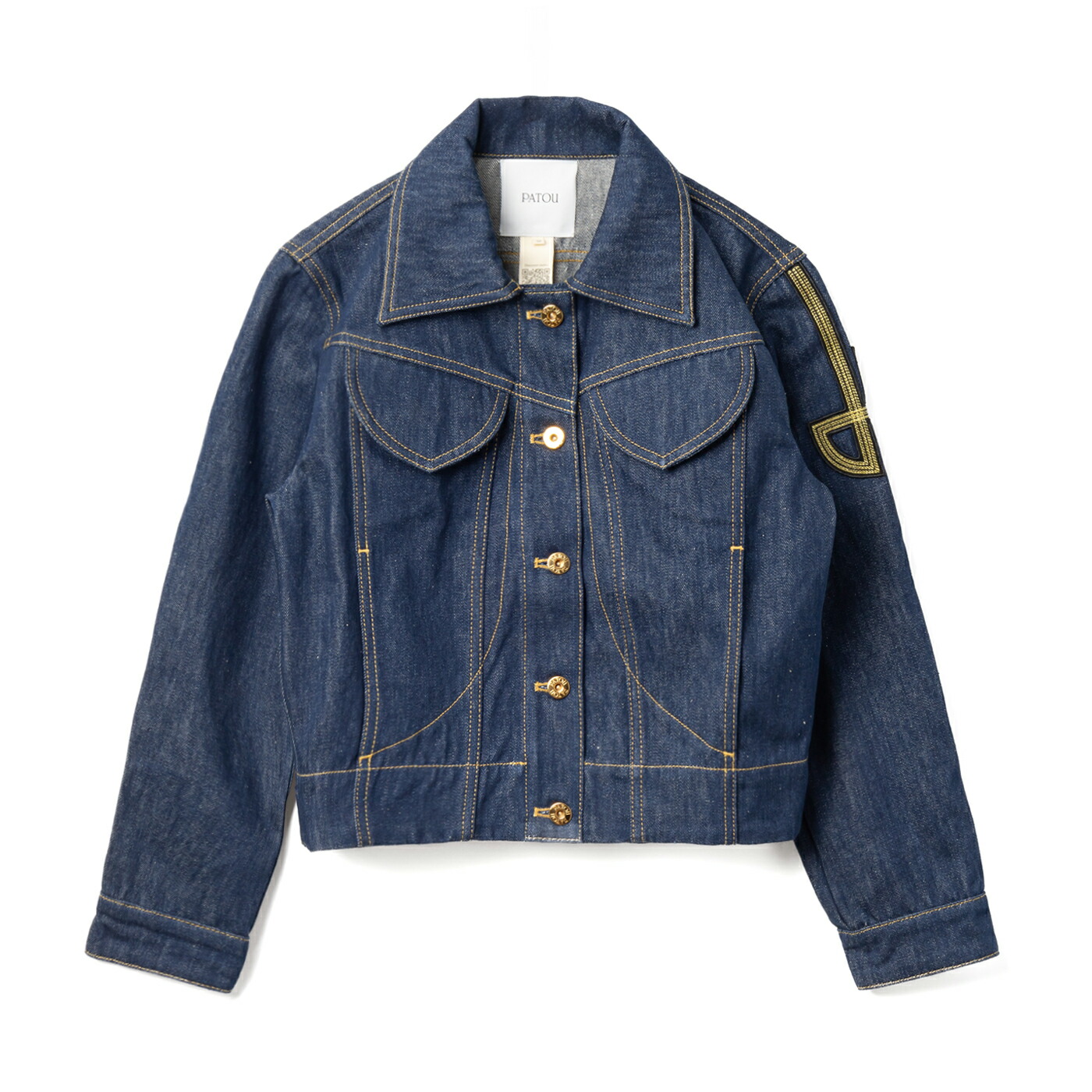 [￥7,500クーポン対象商品] PATOU パトゥ OU0010008 ICONIC DENIM SHAPED JACKET トップス 長袖 ロゴ デニムジャケット ブルー オーガニックコットン レディース カジュアル 通勤 お｜8icons