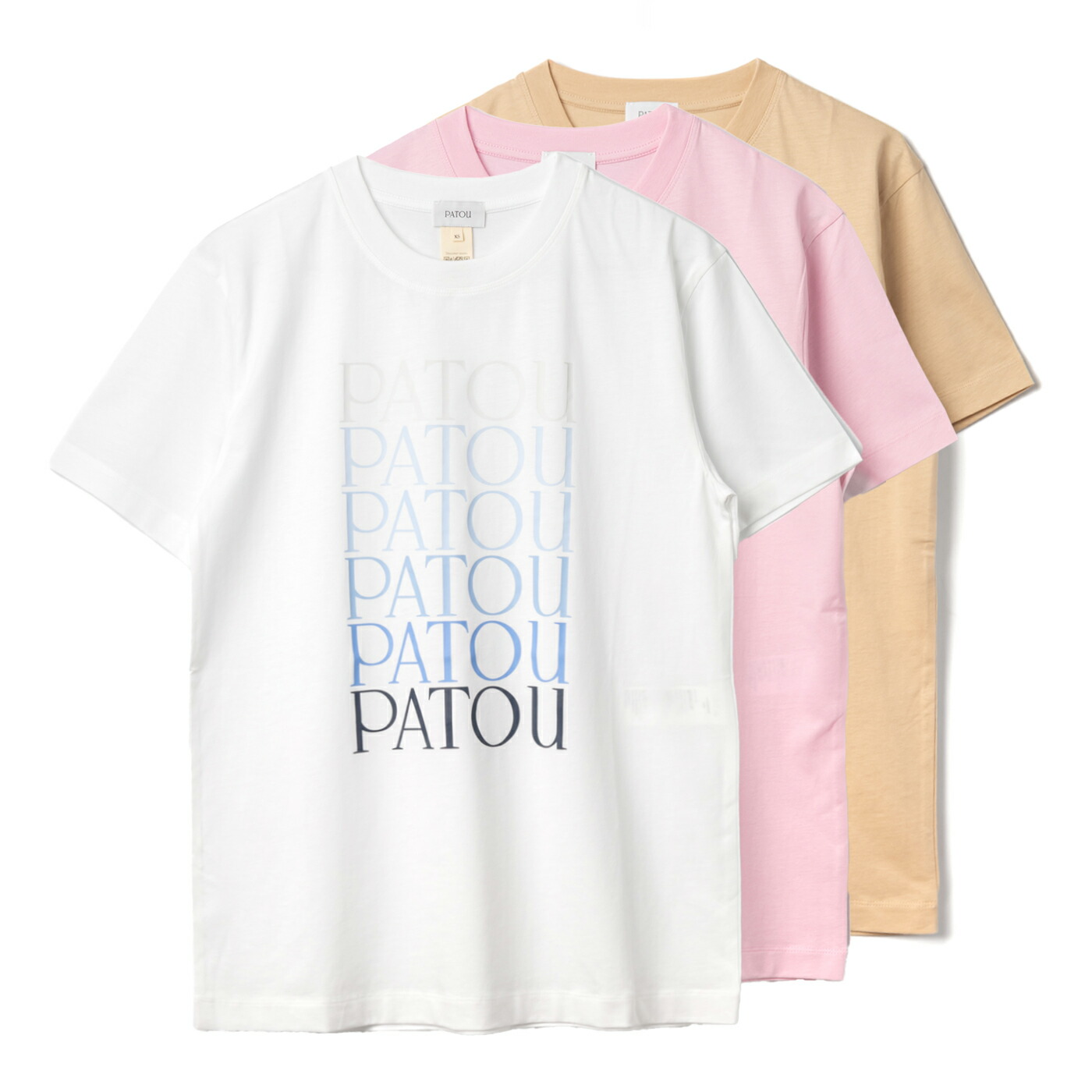[最大限度10,000円引き換え証\u0026尖んがり5倍 11日まで] PATOU パトゥ JE1129999 PATOU PATOU TEE SHIRT 半袖 綿織物 ロゴタイプ プルオーバー 綿 綿織物 白いこと ベージュ サクラ色 レディース 心地よい 通い 今めかしい