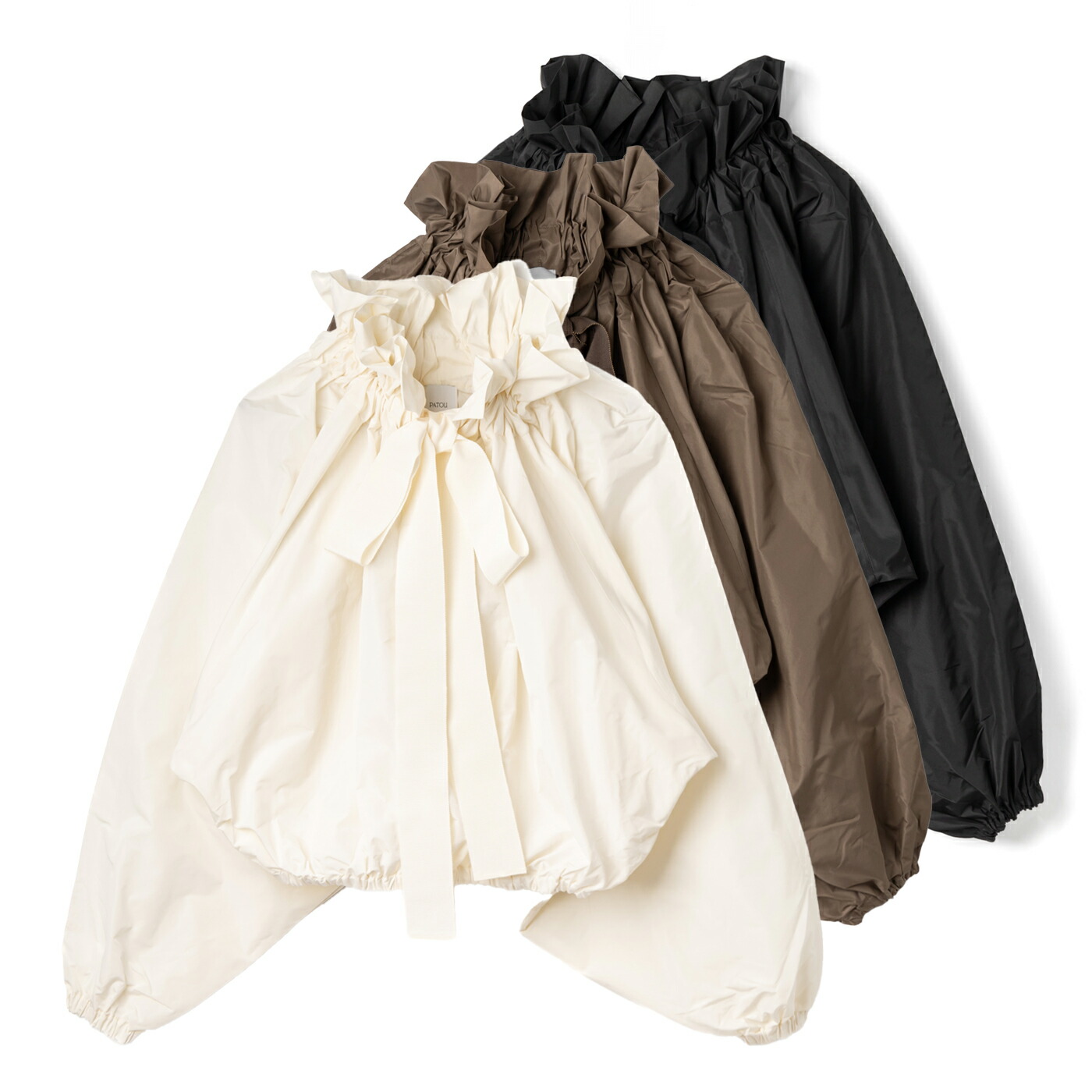 PATOU パトゥ フリルリボンシャツ　黒　⭐︎ pat256t0017179-t.jpg