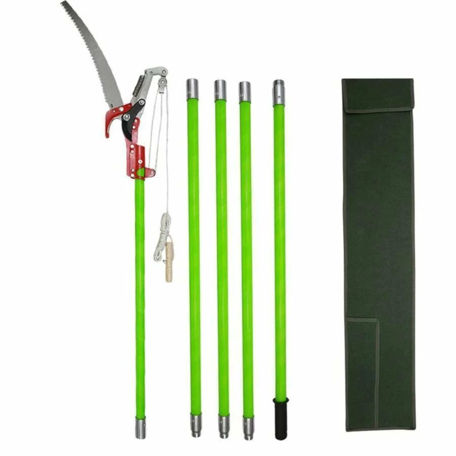 2way 高枝切りバサミ ノコギリ付 組合式 8m7m6m5m 高枝切り鋏 剪定鋏 高枝切りノコギリ付 軽量 耐久 枝切り 果樹剪定 園芸用はさみ (5m 高枝切りバサミ)