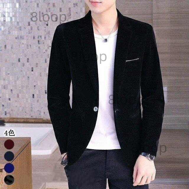 ベロアジャケット 楽天市場】黒 テーラードジャケット メンズ ベロア ベルベット