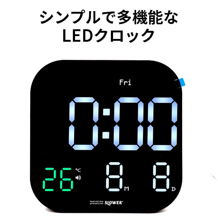 [60]【 メール便 送料無料 】 LED CLOCK Tierra (WH/BK) 5-4 SLOWER デジタル時計 デジタルクロック アラーム 日付 曜日 置き型 壁掛け インテリア おしゃれ シンプル 温度表示 室温表示 電源 ゲーム 配信 暗い部屋 LED表示 見やすい 文字サイズ 大きい ギフト
