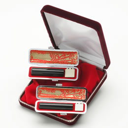 黒水牛 銀行印 13.5mm 認印 10.5mm セット (専用ケース付) (印鑑 女性用 印鑑セット 通販) 印鑑登録 印鑑証明 口座開設 会社印鑑 法人印鑑|ハンコファクトリー