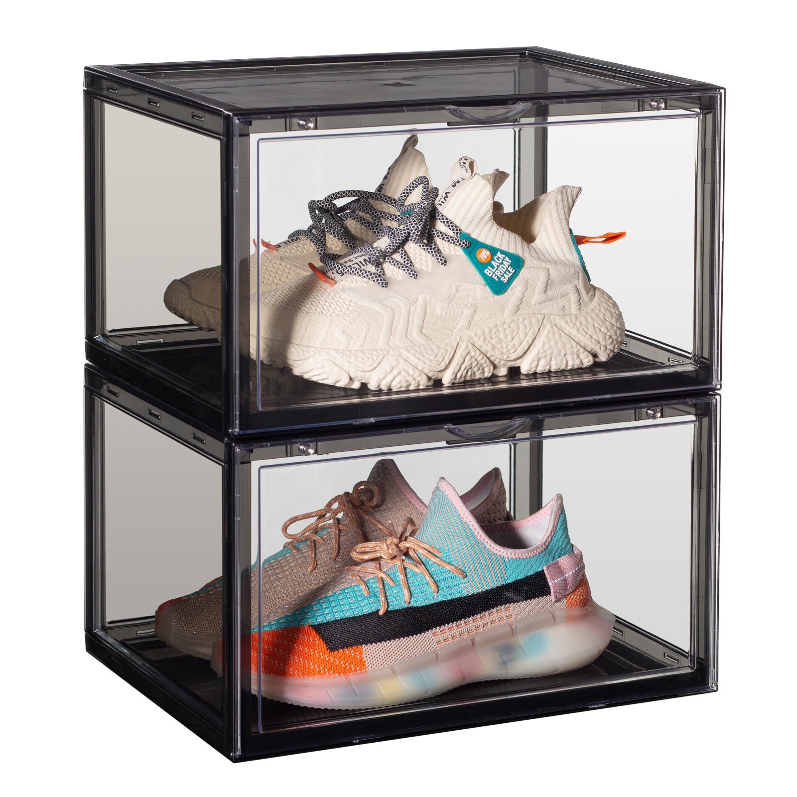 【楽天市場】シューズボックス スニーカーボックス クリア ブラック 2個セット 靴 収納 箱 ディスプレイ コレクションボックス クリア