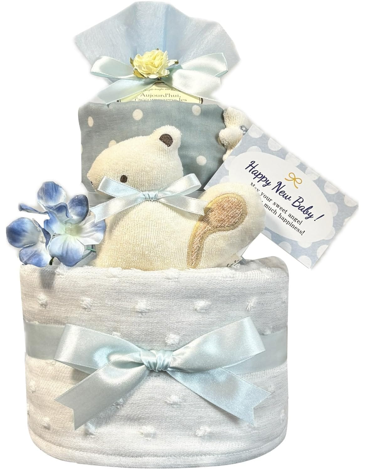 KanonBabys おむつケーキ 男の子 オーガニック スタイ 出産祝い 2段 Sサイズ Mサイズ con6001｜Web shop 8tail