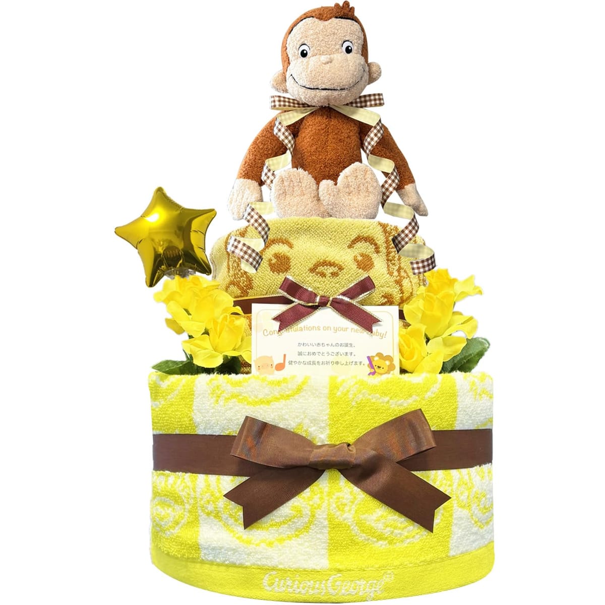 KanonBabys おむつケーキ 男の子 女の子 出産祝い 赤ちゃん 誕生日 ベビーシャワー ギフト 2段 Sサイズ Mサイズ