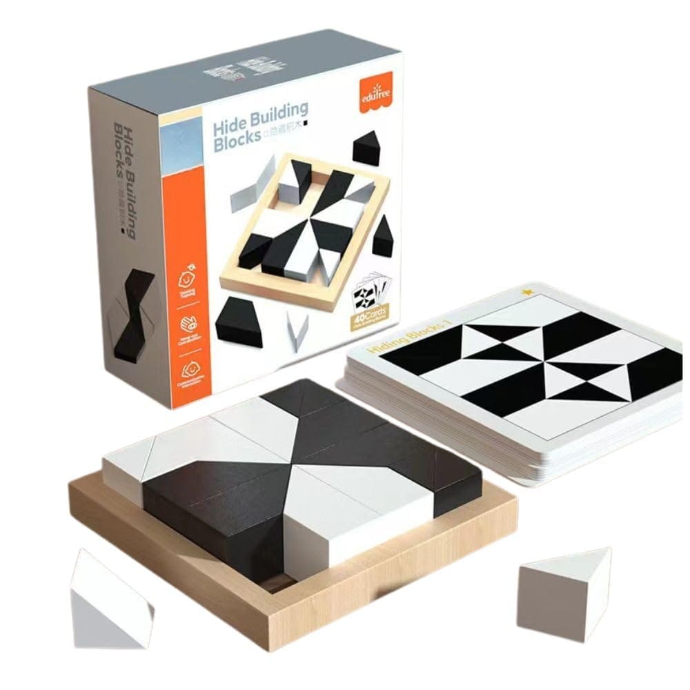 楽天市場】Ms.0 白黒ブロック 木製 パズルゲーム 知育玩具 脳トレ 80