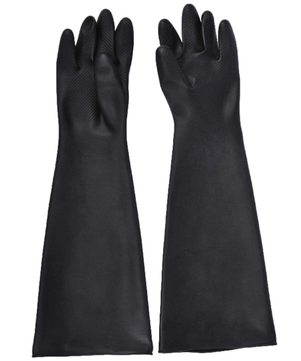 楽天市場】ロング 厚手 ゴム手袋 耐酸 耐アルカリ 60cm ブラック