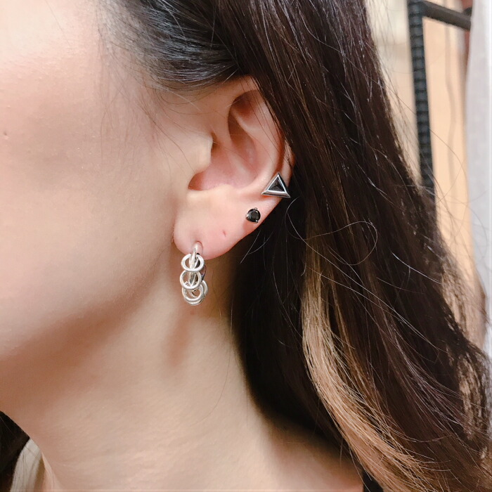 楽天市場 マラソンポイント3倍クーポン配布中 メンズ ピアス 片耳 シルバー925 Silver925 Hoop W Ring Pierce シルバー フープピアス シンプル 個性的 シルバーアクセサリー925広島