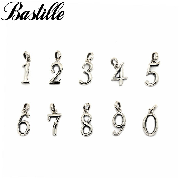 メンズ ペンダント シルバー925 ブランド 【 Bastille バスティーユ】ナンバー チャーム 数字 シンプル 唐草 アクセ 0 1 2 3 4 5 6 7 8 9 ユニセックス 人気 運気アップ