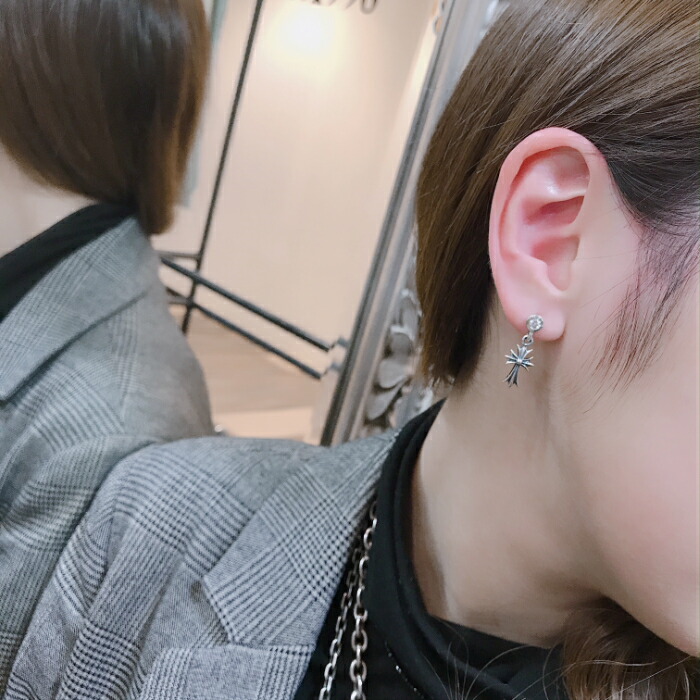 楽天市場 メンズ ピアス 片耳 シルバー925 Silver925 Cross Drop Pierce ホワイトcz シルバークロスドロップピアス アクセサリー シルバーアクセサリー925広島