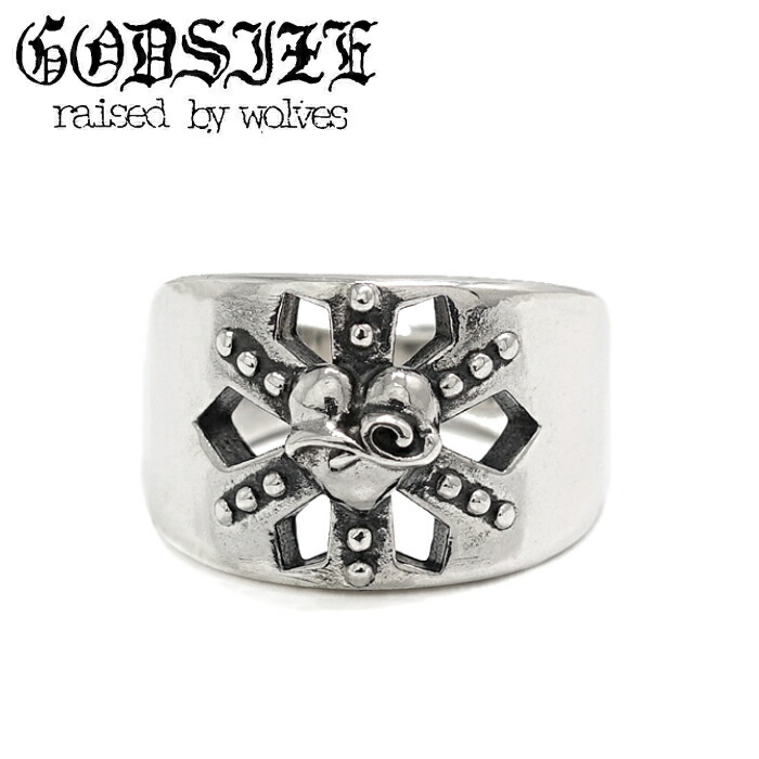 メンズ レディース リング ブランド ハート ドット ロック シルバーアクセサリー ギフト【GODSIZE ゴッドサイズ】STUD RING [F] HEART スタッドリングF・ハート シルバー925