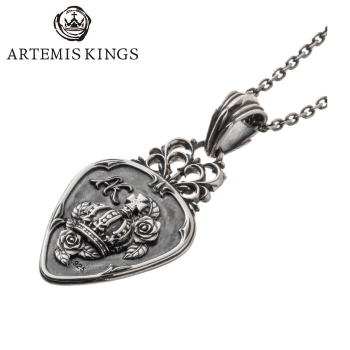 メンズアクセサリー ペンダント ネックレス 王冠 薔薇 ギターピック クラウン リバーシブル シルバーアクセサリー【Artemis Kings アルテミス キングス】キングスギターピックペンダント AKP0144 シルバー925 ※チェーン別売り