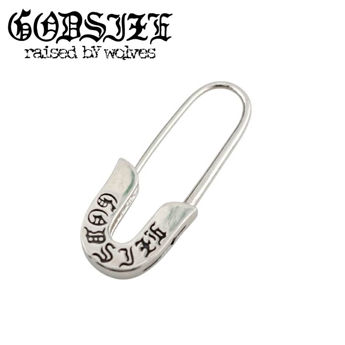 【GODSIZE 天道様大きさ】GS-ER-010 GOTHIC CROSS ENGRAVED SAFETY PIN EARRING / ゴシッククロスセーフティピンピアス