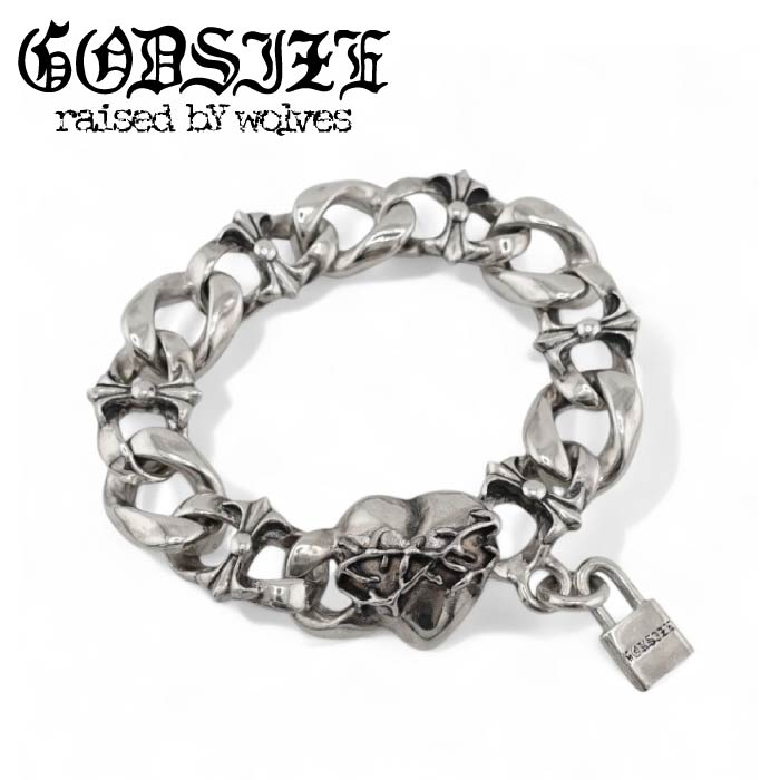 【GODSIZE 天道様大きさ】 BUTTERFLY CHAIN BRACELET HEART CLASP w/PADLOCK バタフライチェーンブレスレット ハート型 クラスプ