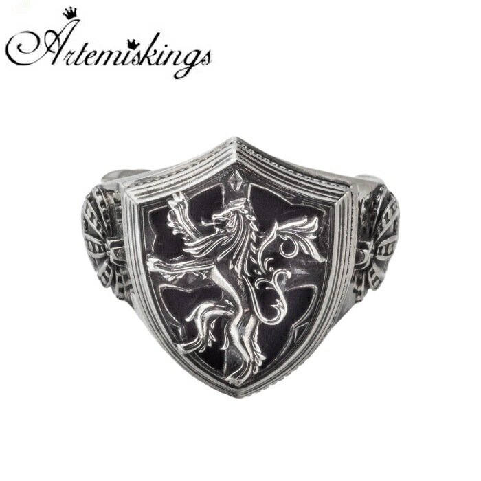 メンズ レディース リング 王冠 クラウン ライオン シールド 唐草 シルバーアクセサリー シルバー【Artemis Kings アルテミスキングス】ライオンシールドリング AKR0065 フリーサイズ リング 指輪 ブランド