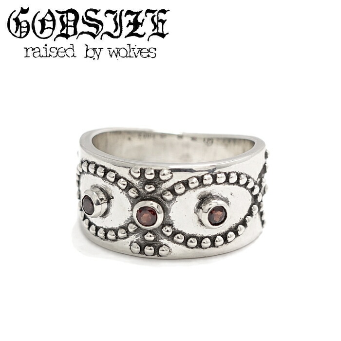 メンズ レディース リング ブランド スタッド ストーンリング ロック シルバーアクセサリー ギフト【GODSIZE ゴッドサイズ】STUD RING [B] with GARNET / スタッドリングB ガーネット シルバー925 54,780円