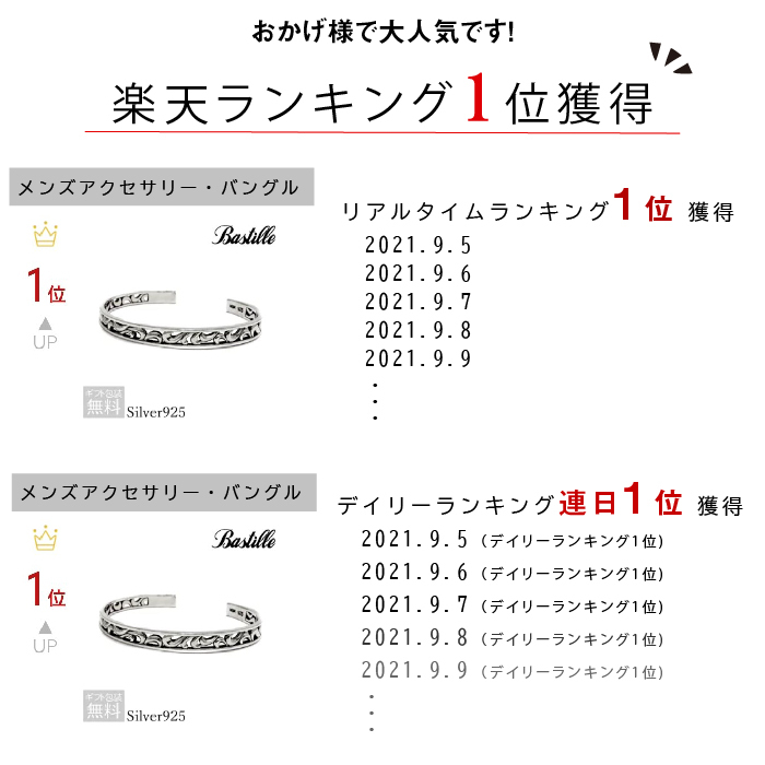 楽天市場 メンズ バングル シルバー925 ブランド Bastille バスティーユ アンバーバングル シンプル 唐草 シンプル 代 30代 40代 シルバーアクセサリー925広島