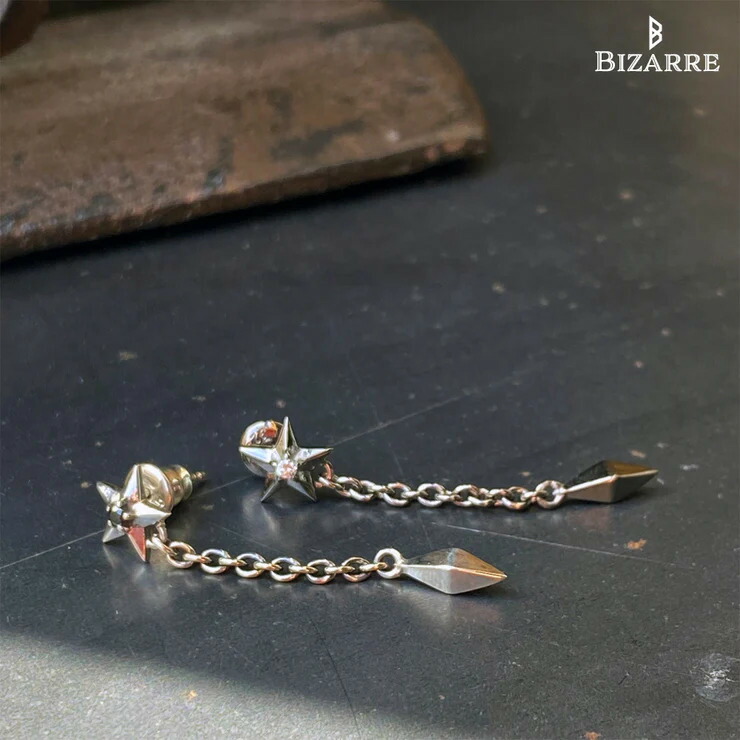 【 BIZARRE ビザール】スターリーシルバーロングピアス SPJ086 メンズ ピアス 星 片耳 ブランド シルバー925