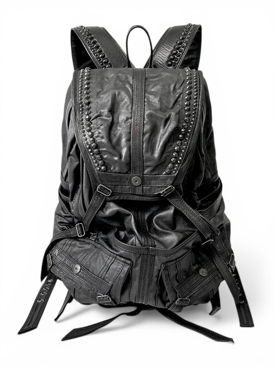 【KMRii ケムリ】2402-BG01 Coating Canvas Backpack 02 うしろ側風呂敷き包み