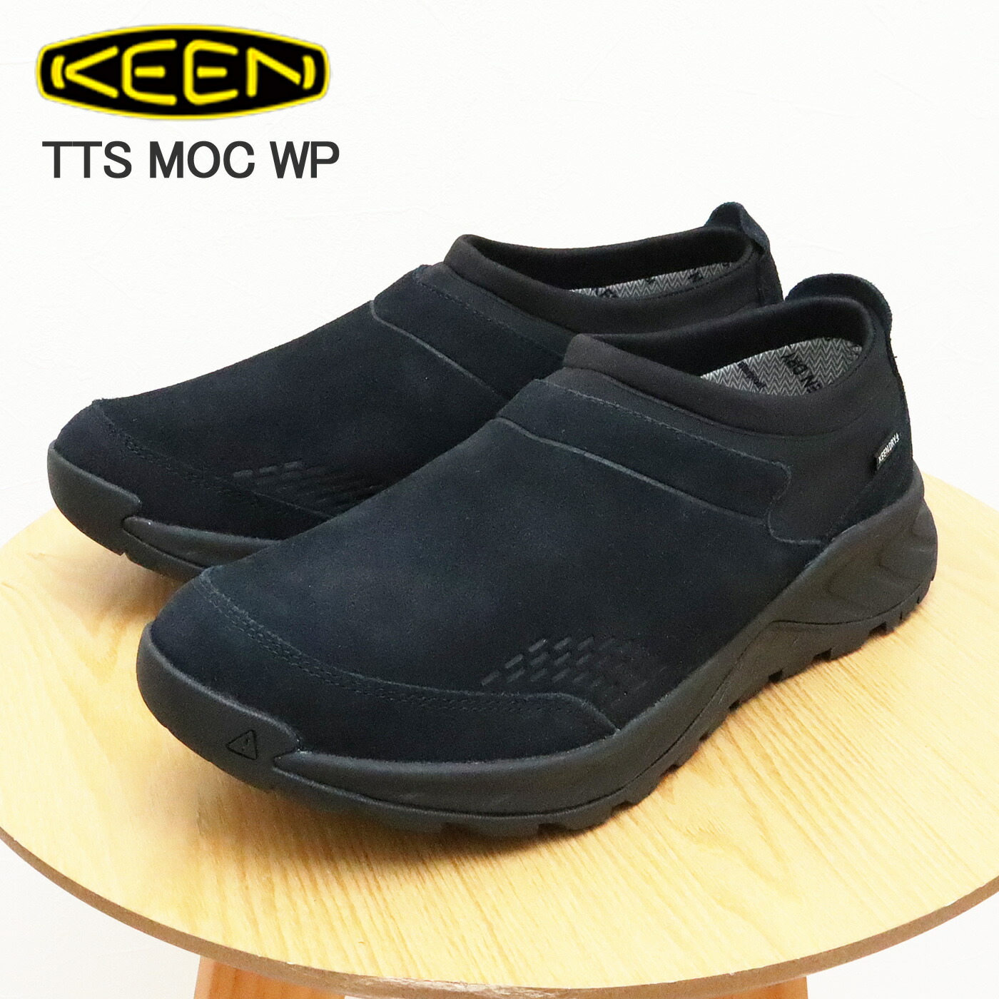 ★4/15限定！ポイント最大39倍！要エントリー！【返品交換送料無料】KEEN キーン TTS MOC WP ティーティーエス モック ウォータープルーフ BLACK/BLACK ブラック/ブラック スリップオン スリッポン 撥水 靴 スニーカー シューズ アウトドア キャンプ コンフォート