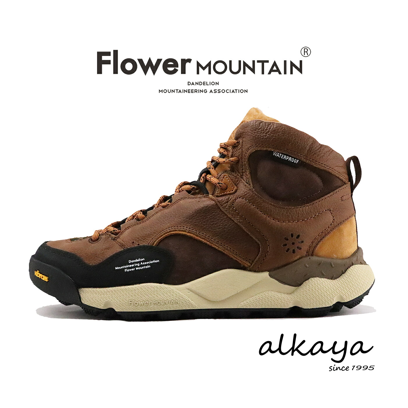 【返品交換送料無料】Flower MOUNTAIN フラワー マウンテン BACK COUNTRY HI バックカントリー ハイ SHURINK BROWN シュリンクブラウン WATERPROOF ウォータープルーフ スムースレザー 靴 完全防水 シューズ アウトドア ギフト プレゼント 贈り物 メンズ レディース