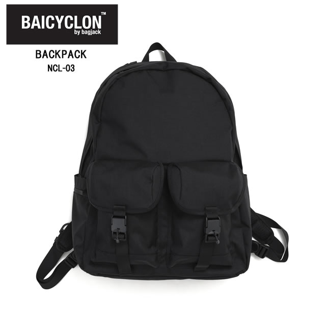 【即納】BAICYCLON by bagjack バイシクロン バイ バッグジャック BACKPACK バックパック NCL-03 BLACK ブラック ユニセックス メンズ レディース 撥水加工 通学 通勤