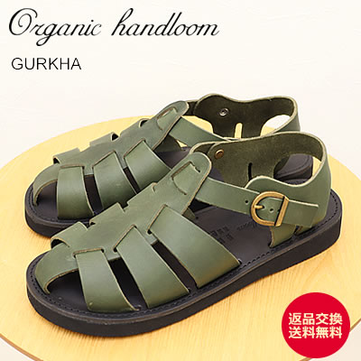 ★最大100％ポイントバック！？要エントリー！【返品交換送料無料】Organic handloom オーガニックハンドルーム GURKHA グルカ POTTERY GREEN ポタリーグリーン メンズ レディース シューズ アウトドア コンフォート レザー サンダル オフィス 事務所 室内 国産 日本製｜アルカヤ靴店