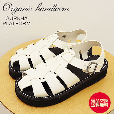 ★4/15限定！ポイント最大39倍！要エントリー！【返品交換送料無料】Organic handloom オーガニックハンドルーム GURKHA PLATFORM グルカ プラットフォーム OFF WHITE オフホワイト ウィメンズ レディース 厚底 コンフォート レザー ストラップサンダル 国産 日本製