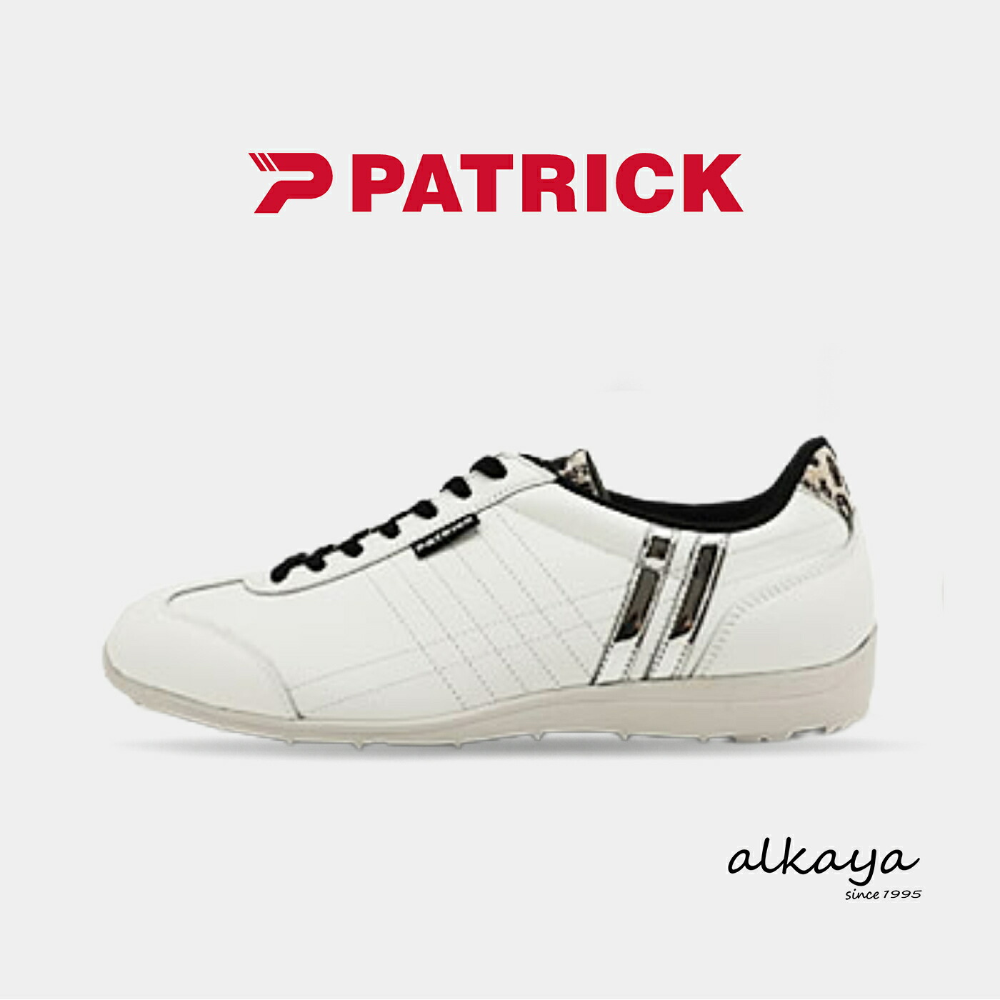 ★7/21-26限定！P最大38倍！＆最大100％ポイントバック！？ 【返品交換送料無料】PATRICK パトリック PAMIR-CP/LPD パミール・カップ/レオパード WHT ホワイト 靴 スニーカー スパイクレス ゴルフシューズ　日本製 メンズ レディース ギフト プレゼント｜アルカヤ靴店