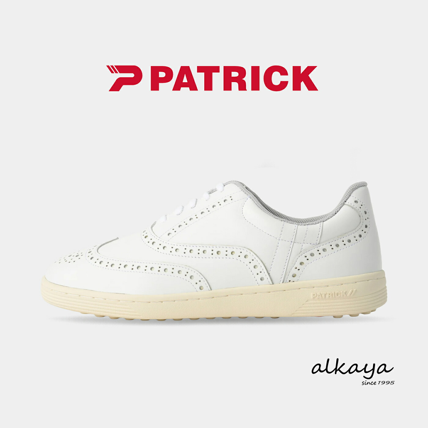★7/21-26限定！P最大38倍！＆最大100％ポイントバック！？ 返品交換送料無料 PATRICK パトリック ROANNE-CP/L WHT ロアンヌカップ レザー ホワイト 靴 スニーカー スパイクレス ゴルフシューズ 日本製 メンズ レディース｜アルカヤ靴店