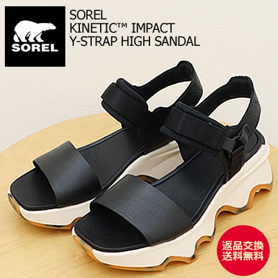 【返品交換送料無料】SOREL ソレル レディース KINETIC IMPACT Y-STRAP HIGH SANDAL キネティック インパクト ワイストラップ ハイ サンダル Black, Chalk ブラック, チョーク 厚底 スポーツサンダル レザー スニーカー 靴 シューズ ギフト プレゼント 贈り物